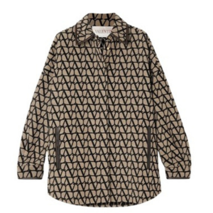 Valentino Garavani Oversized Jacquard Leather-Trim Jacket