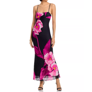 Aqua Floral Mesh Maxi Dress