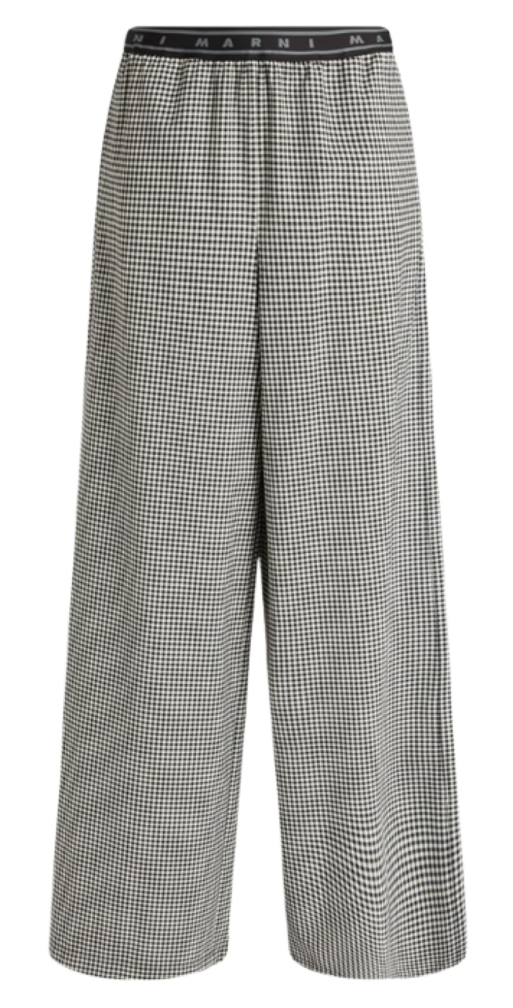 Marni Gingham Jacquard Wide-Leg Pants