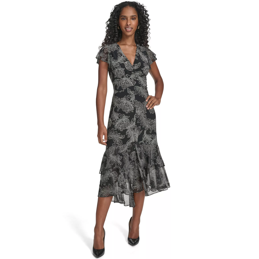 Tommy Hilfiger Women's Flutter Sleeve Midi Dress