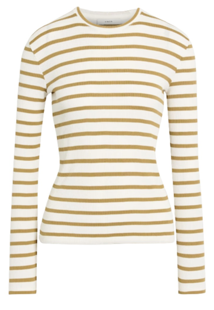 Vince Striped Ribbed Pima Cotton Top