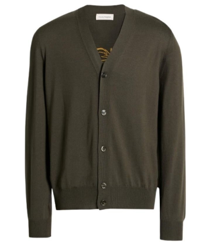 Mcqueen Embroidered Knitted Cardigan