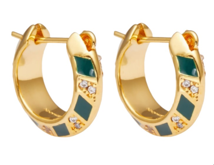 Zimmermann Gold-Tone Enamel & Crystal Hoop Earrings