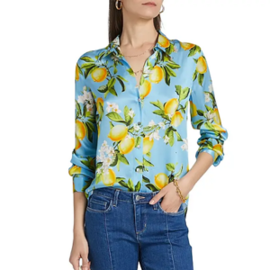 Lagence Tyler Lemon Print Silk Shirt