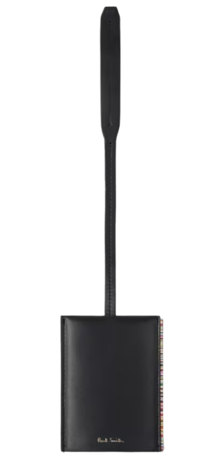 Paul Smith Black Leather 'Signature Stripe' Trim Luggage Tag