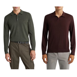 Vince Long Sleeve Merino Wool Polo