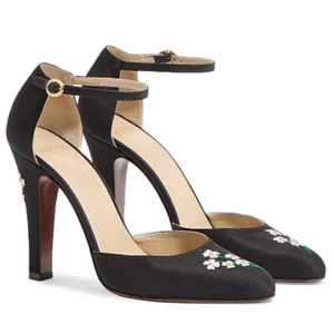 Valentino Garavani Floral Embroidered Shantung Fabric Pumps