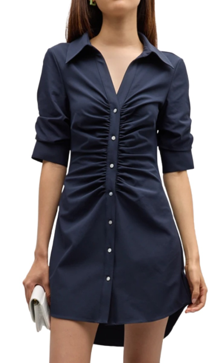 Cinq a Sept Elina Ruched Button-Front Mini Dress