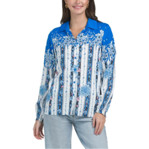 Elie Tahari Printed Long Sleeve Blouse