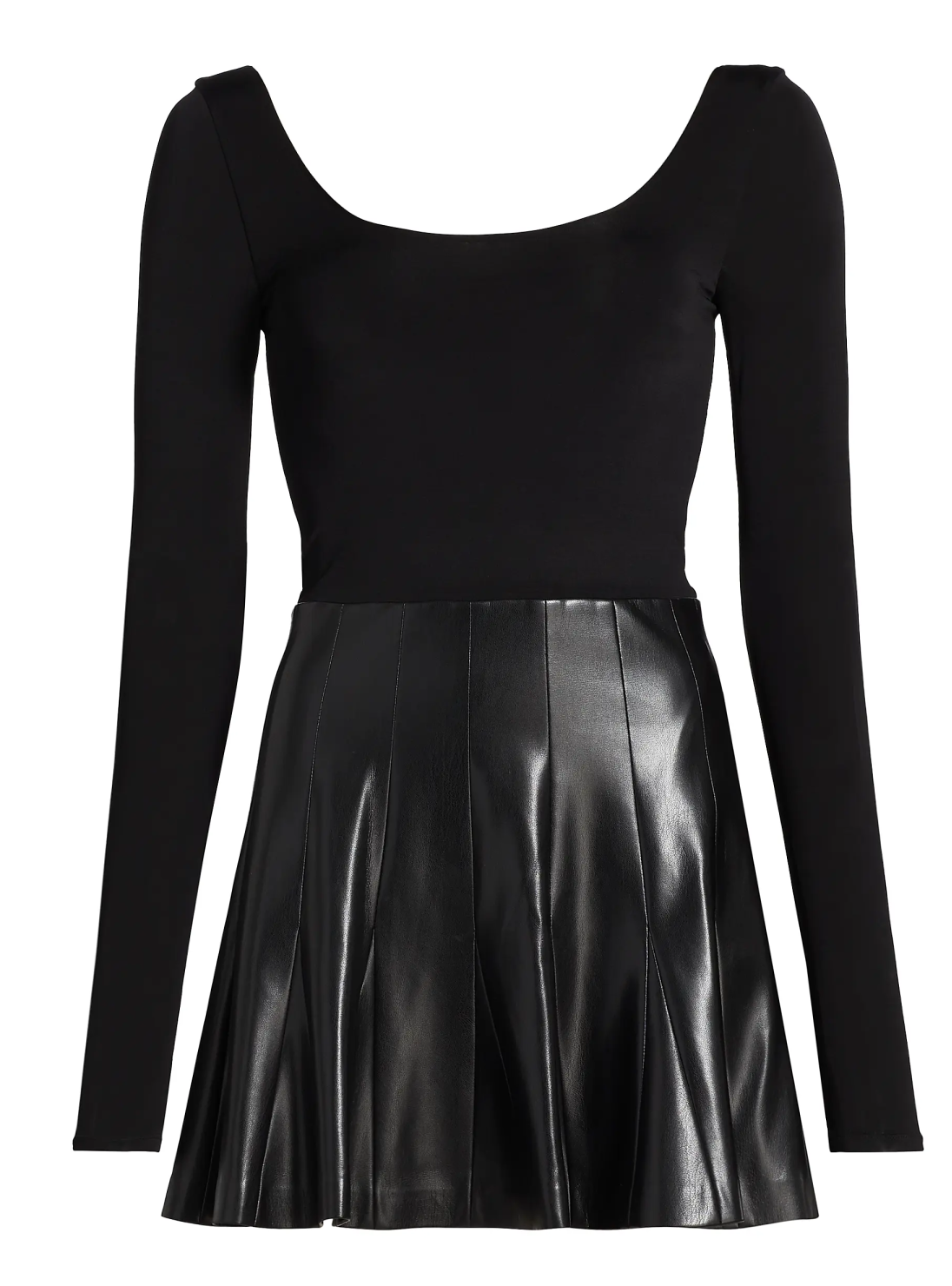 Alice + Olivia Chara Long-Sleeve Faux-Leather Minidress