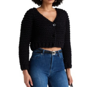 Frame Cropped Cotton-Blend Open-Knit Cardigan