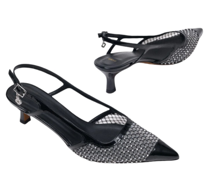 Maje Rhinestone Mesh Pumps