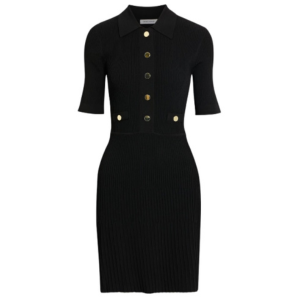 Veronica Beard Lauper Ribbed-Knit Mini Shirt Dress