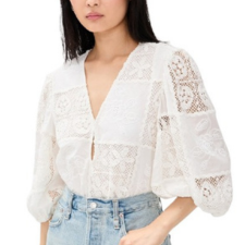 Farm Rio Off White Eyelet Thong Bodysuit