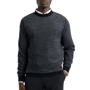 Emporio Armani Textured Dot Virgin Wool Crewneck Sweater