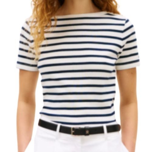 Tommy Hilfiger Women's Ribbed Boxy Crew Neck T-Shirt