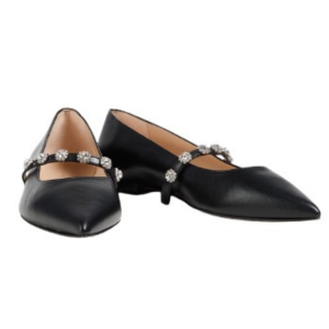 Stuart Weitzman Crystal Leather Mary Jane Flats