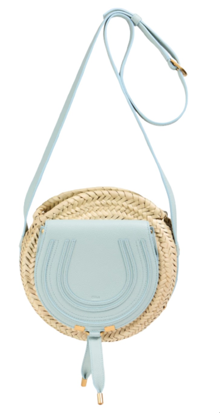 Chloe Marcie Pebbled-Leather & Straw Cross-Body Bag