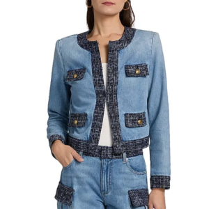 Alice + Olivia Landon Cropped Denim Jacket