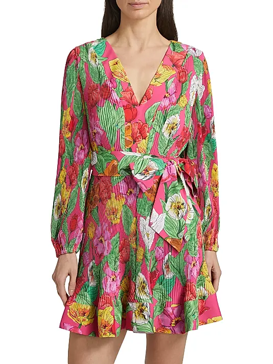 Milly Liv Tulip Rosette Pleated Minidress