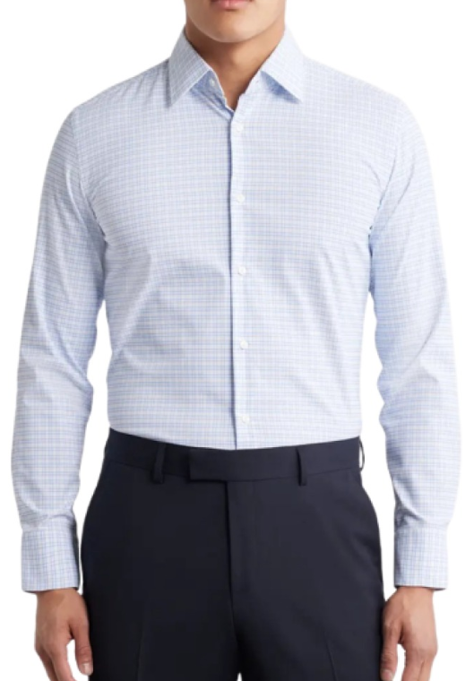 Boss Hank Kent Slim Fit Plaid Performance Twill Dress Shirt