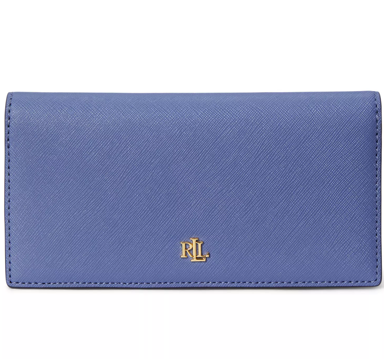 Ralph Lauren Crosshatch Leather Snapped-Closure Wallet