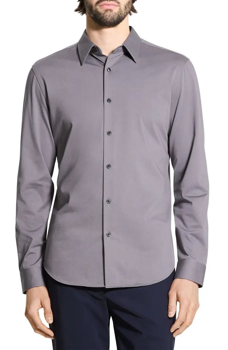 Theory Sylvain ND Structure Knit Button-Up Shirt