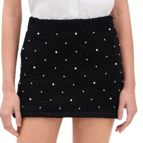 Frame Embellished Boucle Skirt