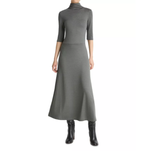 Vince Turtleneck Dress w/Elbow Sleeves
