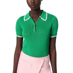 Maje Rib Knit Polo Shirt