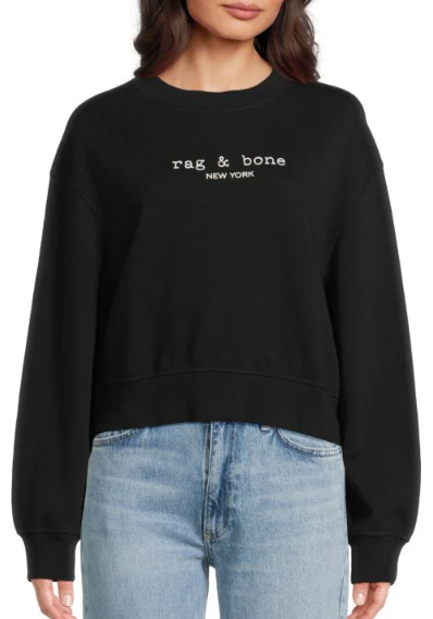 Rag & Bone Terry Logo Cotton Cropped Sweatshirt