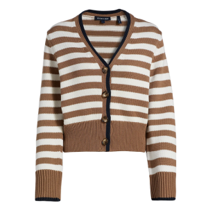 Veronica Beard Monae Striped Cotton Cardigan