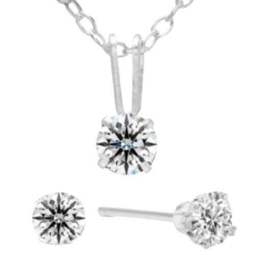 1/2Ct Diamond Stud Earrings & Necklace