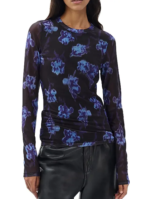 Rag & Bone Yana Floral Mesh Long-Sleeve T-Shirt
