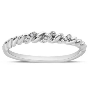 Dainty 13-Diamond Band In Platinum Overlay