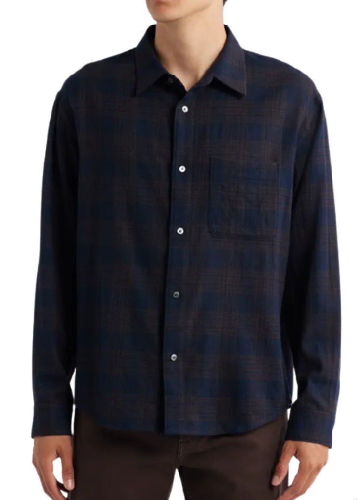 Frame Plaid Virgin Wool Button-Up Shirt