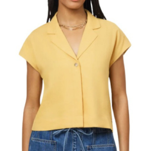 Scotch & Soda Short Sleeve Linen Button-Up Top