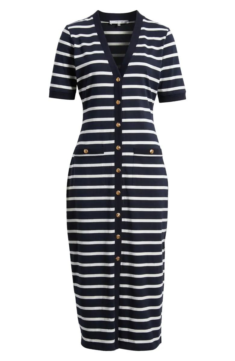 Frame The Striped Sailor Organic Cotton Midi Dress