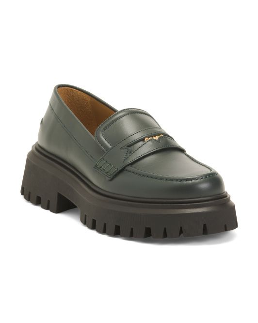 Maje Leather platform loafers