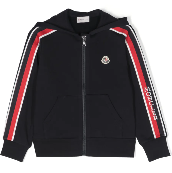 Moncler Enfant Logo Patch Stripe Detailed Sweater