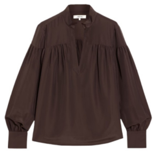 Frame Gathered Satin-Crepe Blouse