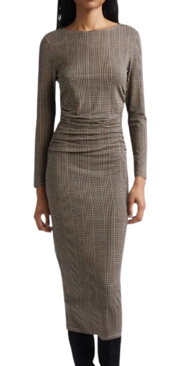 Veronica Beard Charissa Plaid Long Sleeve Body-Con Dress