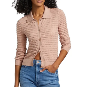 Frame Silk Cotton Smocked Cardigan