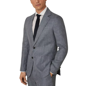 Reiss Slim Fit Prince of Wales Check Linen Blazer
