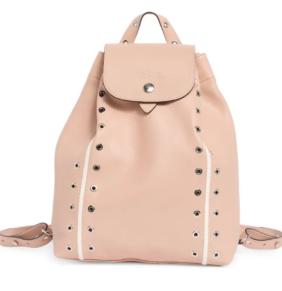 Longchamp Grommet Stud Leather Backpack