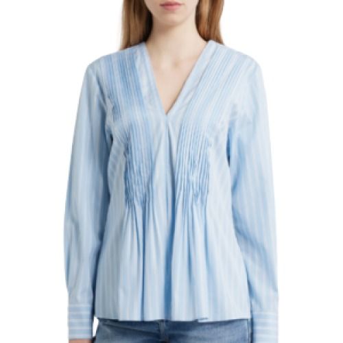 Rag & Bone V-Neck Stripe Cotton Blouse