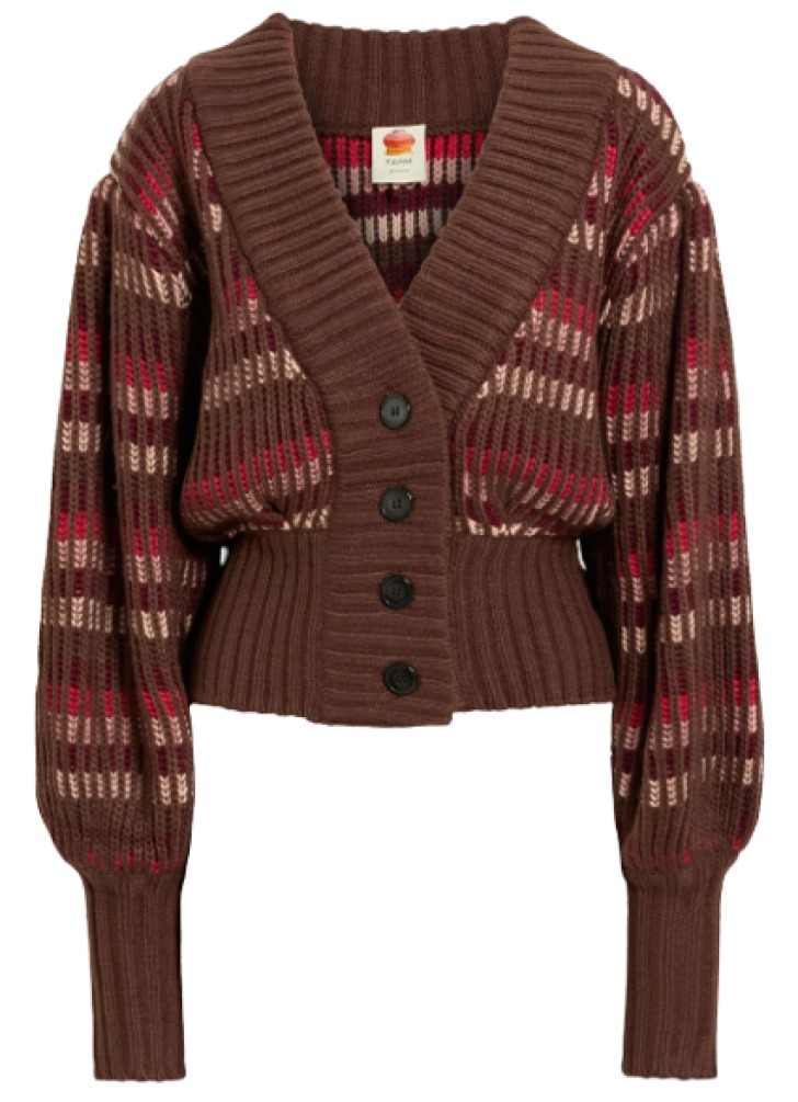 Farm Rio Striped Ribbed-Knit Cardigan