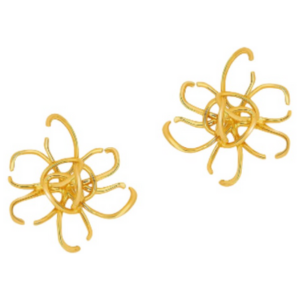 Oscar de la Renta O Wire Flower Stud Earrings