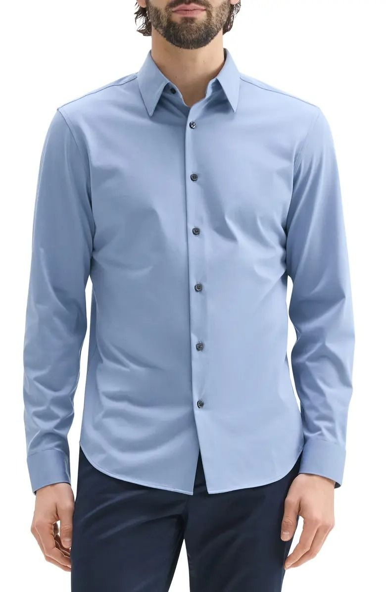 Theory Sylvain ND Structure Knit Button-Up Shirt