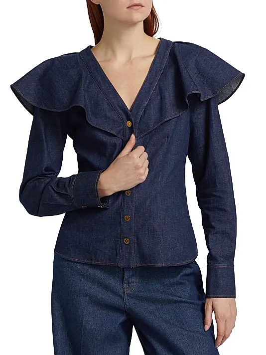 Zimmermann Caped Denim Blouse